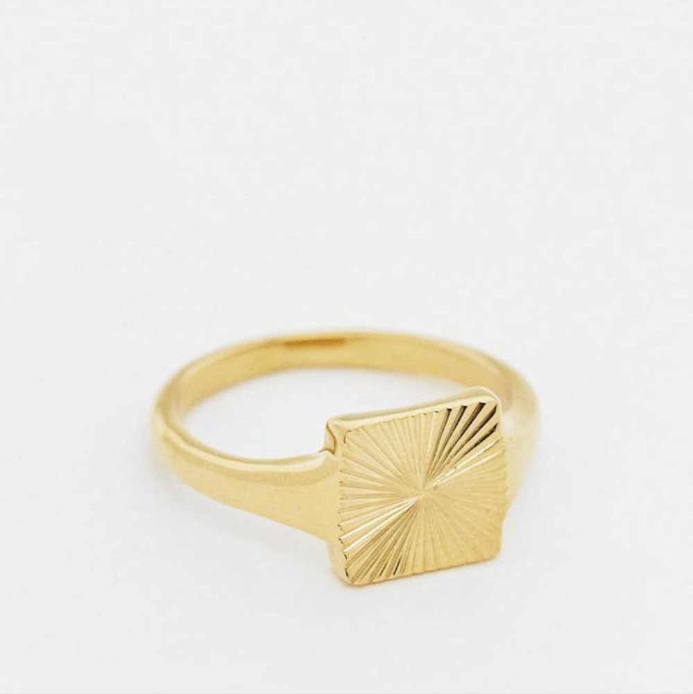 NEW ASOS Square Gold Tone Ring Stainless Steel Waterproof The Hunger Games
